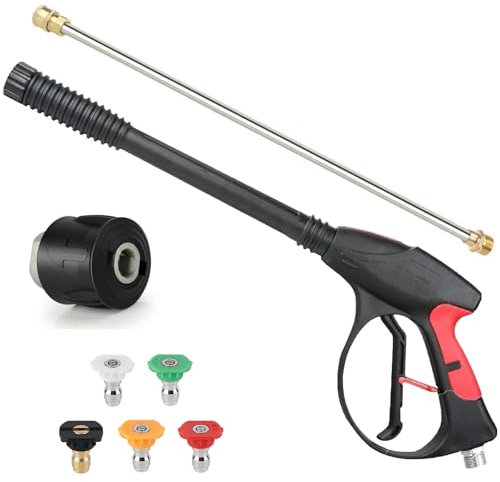 Geichan High Pressure Washer Long Gun with Wand Extension,4000PSI Jet Wash Gun for M22 14MM & Karcher Connect Release K2 K3 K4 K5 K6 K7 Kärcher and Wand Dirt Lance Spray Nozzle for Car Washer Cleaning
