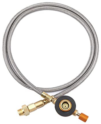 Jorzer Gasbehälter -Adapterschlauch Außenpropan -Verlängerung Rohr Campingofenherder 1M Gasherdschlauch, Flacher Gasbehälteradapter, Gasherd -Verbindungsschläuche, Campingherd -Stecker