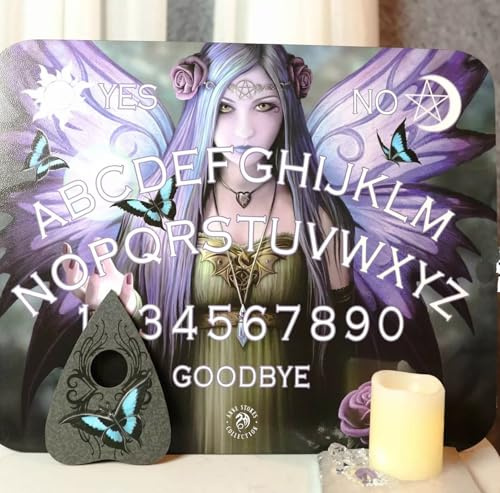 Ebros Anne Stokes Mystic Aura Illustrated Ouija Spirit Board With Planchette MDF Wood 15 by 12 Fantasy Supernatural Witchcraft Dark Arts Novelty Gift