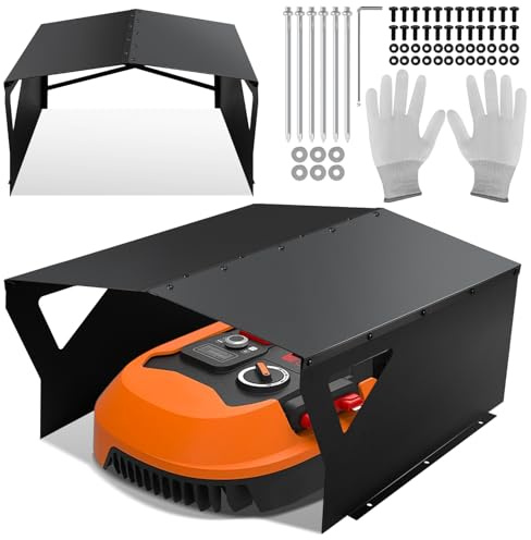 Tubiaz Mähroboter Garage Verzinktem Schutzüberdachung Carport Überdachung für Rasenmäher Rasenroboter mit Handschuhe und UV-Schutz | ideal Gegen Regen und Hagel 78x60x34cm Schwarz