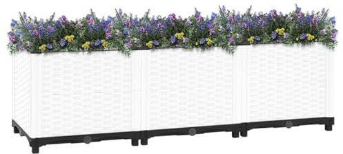 Bancal alto de polipropileno de 120 x 40 x 38 cm, para verduras, hierbas y flores, ideal para pequeños jardines y balcones