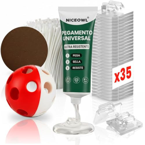 Kit Fijacion SIN Taladro | 35 Uds | Juguete Gratis | Red para Gatos Terraza
