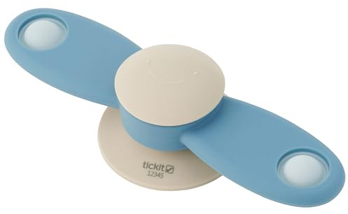 tickit Silisoft Spinner Fidget Sensorisches Silikon-Spinnspielzeug mit Popping-Knöpfen und Saugfuß für Babys und Kleinkinder, neutral