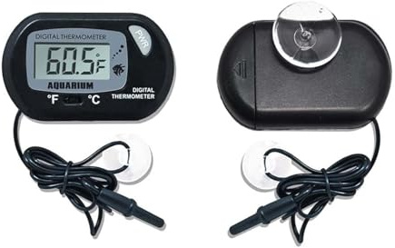 2Pcs ST-3 Digital Aquarium Thermometer, Fish Tank Temperature Monitor with Large LCD Display & Suction Cup, Suitable for Freshwater, Marine & Reptile Tanks