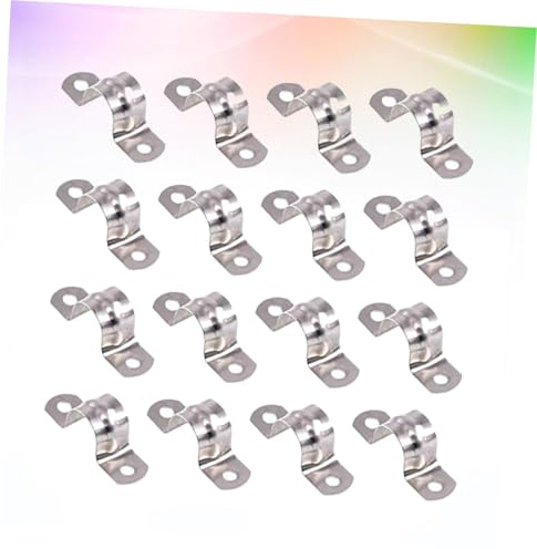 ORFOFE 30pcs Stainless Steel U Shape Pipe Clamps Double Hole Fixed Support Brackets Stainless Steel Pipe Clips for Secure Tube Protection and Easy Installation