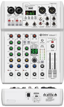 DJ Mixer, Mixer DJ Console 99 DSP Effects Mixing Console PRMX-6 With 5.0 BT 24bit/192k For Recording Musical Instrument