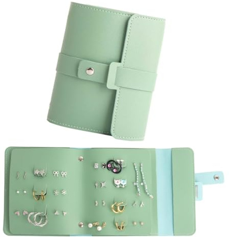 JYNXOR Organizador De Pendientes, Organizador Para Joyas De Viaje, Carpeta De Libros Pequeños, Bolsas De Almacenamiento, Caja De Joyería, Jewelry Organizer, Estuche Portátil De Pu Para Niñas Mujeres