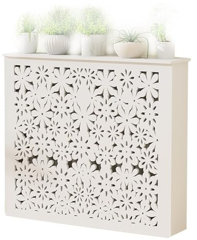 CMYAOYC Cubierta de Radiador, Estante Blanco para Armario de Calefacción, Mueble Tapa de Calefacción de Salón con Lamas Huecas para Sala de Estar y Dormitorio(100x80x20cm)