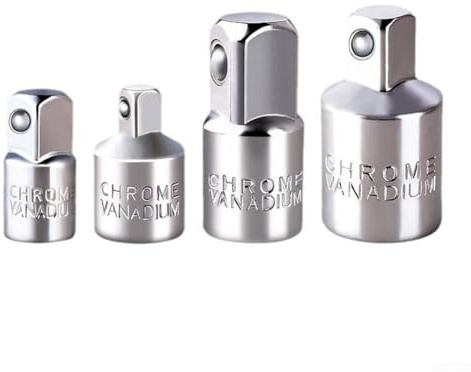 Zilimontt 4-Piece Socket Converter Set with Ratchet Reducer for Electric Wrenches, Made of Chrome Vanadium Steel, Silver or Gold Color Options(Silver)