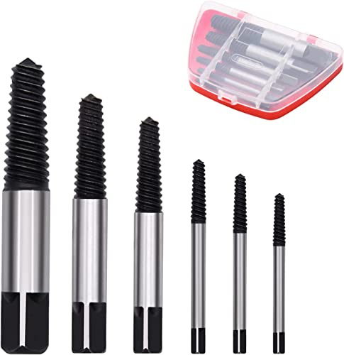 Gebildet 6 Pezzi 3mm-22mm Set di Estrattori per Viti Danneggiate con Custodia, Guida per Punte per Trapano per Rimozione Bulloni Rotti, Rimuovi Facilmente la Vite Danneggiata Spellata
