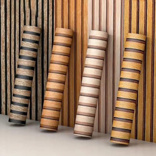 Papel pintado autoadhesivo de rejilla de madera, paneles decorativos de pared de listones para muebles, impermeable, cocina, sala de estar (estilo gris)