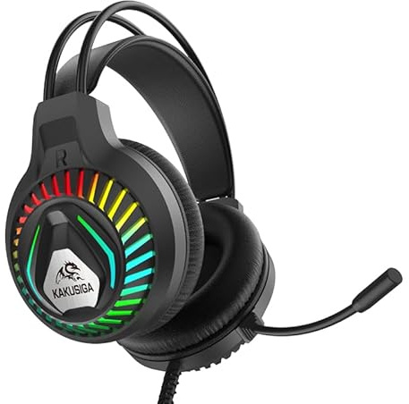 WEB world electronic business Cuffie Gaming Cablate con Microfono LED Suono Direzionale Archetto Regolabile Comode Padiglioni Morbidi Immersive Doppio Connettore Jack USB - Nero