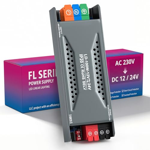 Yafido LED Trafo Netzteil AC 230V auf DC 12V 8.3A / 24V 4.16A 5-80W, Metallgehäuse Treiber 220-240V Power Supply Transformator für Wohnzimmer Küche G4 G9 Mr16 Strip Ohne Schrauben Schnell Anklemmen
