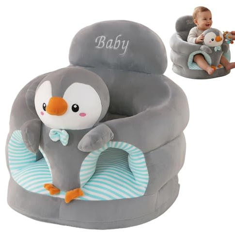 Silla para sentarse para bebé, asiento para bebé con respaldo ergonómico Penguin Silla para sentarse para aprender, asiento de piso suave para bebés y niños pequeños