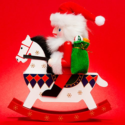 SIKORA Serie E große XL Nußknacker Reiterlein Weihnachts Deko Figur aus Holz, Farbe/Modell:E03 rot - WEIHNACHTSMANN, Größe:Höhe ca. 25 cm