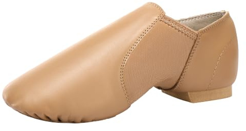 Dynadans Leather Upper Slip-on Jazz Shoe for Girls and Boys (Big Kid/Little Kid/Toddler) 2M Little Kid Brown