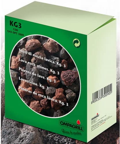 Ompagrill Piedras de Roca volcánica para Barbacoa, Paquete de 3 kg