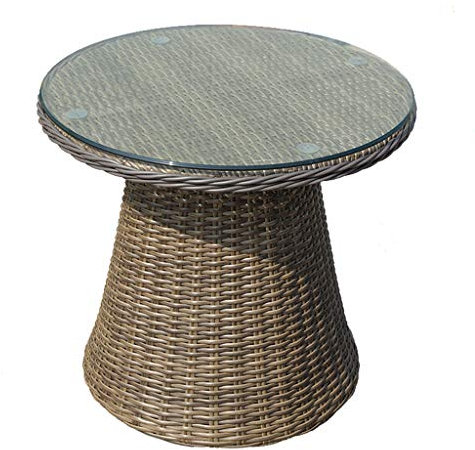 YUDE Kaffeetisch Lässige Rattan Couchtisch, Retro Home Decor niedrigen Tisch, Indoor-und Outdoor-kleinen Tisch, geeignet für Wohnzimmer, Balkon, Innenhof (55 × 55 × 50 cm)