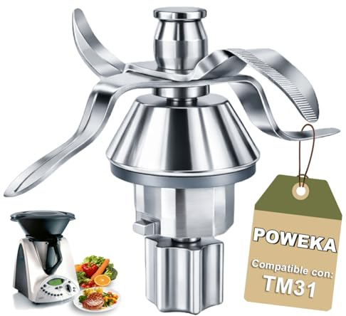 Poweka TM31 Lame di Ricambio Compatibile con Vorwerk THermomix Bimby TM31 Robot Cucina in Acciaio Inossidabile con Guarnizione