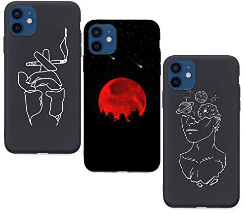 HopMore kompatibel mit iPhone 12 Mini Hülle Schwarz Silikon Weich Handyhülle Muster Weiß Handytasche Bumper Soft iPhone 12 Mini Silikonhülle Case Schutzhülle Stoßfest Cover - Muster B