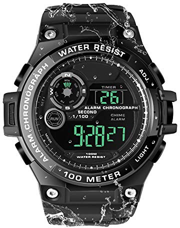 TEKMAGIC Orologio da Polso Uomo Ragazzi Immersioni Sport 10 ATM Impermeabile Orologio Nuoto con Cronometro, Cronografo, Funzioni Sveglia, Doppio Fuso Orario, Formato 12/24 Ore