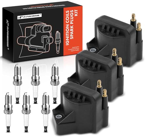 A-Premium 3x (Black) Ignition Coil Pack and 6x Iridium Spark Plugs Compatible with Chevrolet Malibu Impala Venture Buick LaCrosse Cadillac Pontiac Oldsmobile