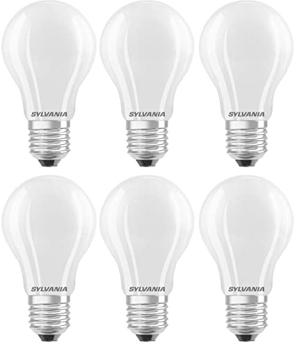 SYLVANIA GLS - Lampadina LED satinata, dimmerabile, E27, 7 W, 806 lumen, bianco caldo, 2700 K, confezione da 6