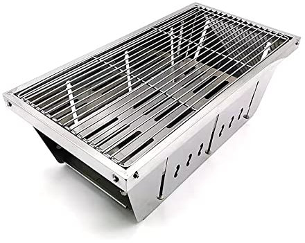 Generic Campingkocher, Holzofen Tragbar Hobo Ofen Campingkocher,Camping Herd Tragbarer Holzofen Picknick-Grillofen für Solo-Camping, Wandern, Picknick, BBQ,Silver,43 * 22 * 15cm