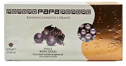 Confetti Papa Perle Cioccolato al Latte 500g | Piccole delizie confettate dal Cuore di Cioccolato al Latte Cereale ricoperto (Rosa Gold)
