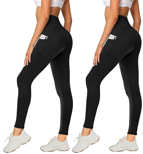 AMIYOYO 2er Pack Leggings für Damen High Waist Sporthose | Blickdicht Elastische Bauchweg Hosen für Yoga, Fitness, Outdoor, Freizeit, Sport & Alltag