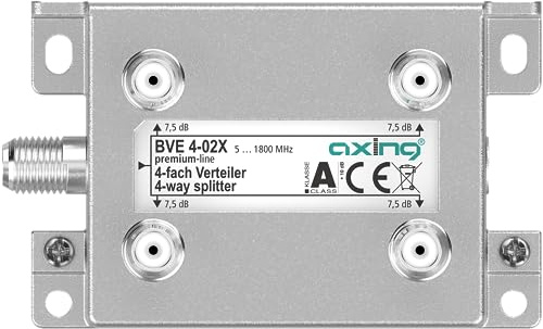 Axing BVE 4-02X 4-Fach Verteiler 7,5 dB 5-1800 MHz TV Data Internet Kabelfernsehen