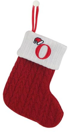 1 Stück Gestrickt Weihnachtsstrumpf Alphabet Socken Weihnachtssocken Deko Weihnachten Strumpf Weihnachtssocke Kamin Nikolausstiefel Nikolausstrumpf für Weihnachtsdekoration Weihnachtsbaumschmuck,O