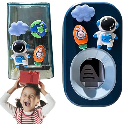 Anulely Automatischer Zahnpastaspender für Kinder | 3 Stück niedlicher Zahnpastaspender zur Wandmontage,Stanzfreier, multifunktionaler, Stabiler Zahnbürstenhalter, Zahnbürsten-Organisation