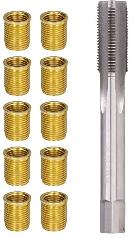 KELFEEAO Robinet Fileté, Inserts Filetés, Outils De Réparation De Trou De Filetage De Bougie D'allumage, Inserts Métalliques M12x1,25, Robinet M14x1,25, Kit Refileté De 14 Mm
