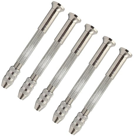 Hemobllo 5pcs Precision Hand Drill Set Stainless Steel Hand Drill for Woodworking and Jewelry Engravings 0.5-3mm Clamping Range Modeler's Tool