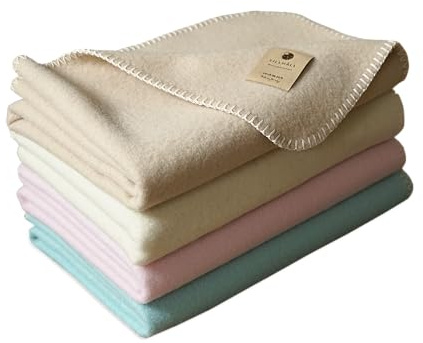 TILLHÅLL Baby Wolldecke für Sommer | aus 100% Bio-Schurwolle | Natürlich Wärmend & Temperaturausgleichend 75 x 100 cm (Beige)