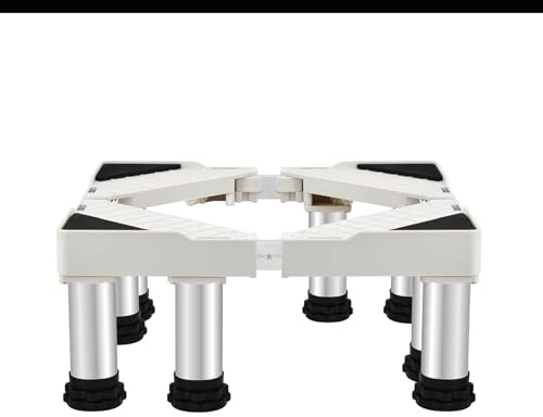 Waschmaschine Sockel, Verstellbare Waschmaschinen Untergestell Länge 50-75cm Breite 42-65cm Höhe 29-32cm Sockel Bärenlast 400kg, Waschmaschine Sockel 8 Fuß für Trockner Waschmaschine Kühlschrank WeiB