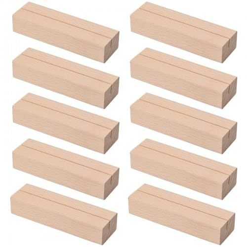 10 Stück Tischkartenhalter aus Holz für Hochzeiten, 10x3x2 cm, Kartenhalter Holz Fotohalter Tischnummernhalter, Platzkartenhalter Memohalter für Restaurant Tisch Partys Fotoständer