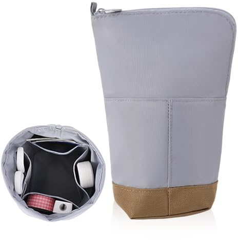 iSuperb Federmäppchen Mädchen Mäppchen Jungen Studenten Federmappe Unisex Stifte Organizer Kosmetiktasche klein Leinen Federtasche für Damen Einschulung Geschenk Schulsachen (Grau)