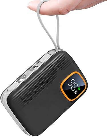 Power Bank 20000mAh, 22.5W Fast Charging Portable Charger With Built in Type-C and iOS Output Cables, LED Display, USB C In/Out External Battery Pack for iPhone 16 15 14 iPad Android (Black)