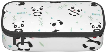 JRBWTDBW Federmäppchen mit großem Fassungsvermögen, Panda, Bambus, großes Fassungsvermögen, Federmäppchen für Studenten, Schreibwaren-Tasche, Federmäppchen mit glattem Reißverschluss, tragbares