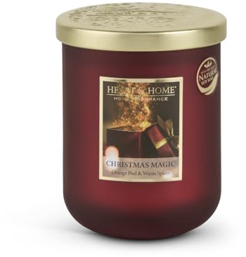 HEART & HOME - Vela perfumada a base de cera natural de soja para el hogar – Tarro de magia navideña – Tiempo de combustión 75 h – Regalo, decoración y perfume para el hogar – Tarro de cristal