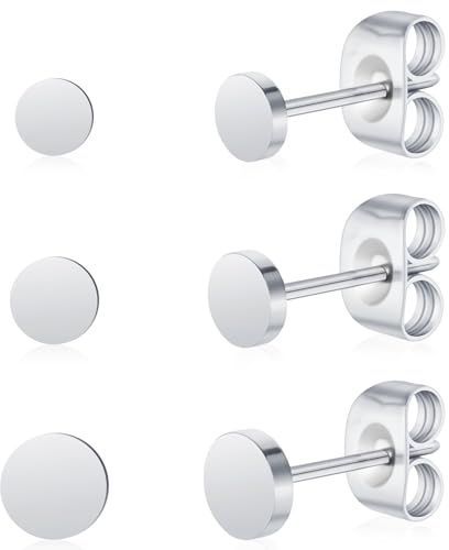 Boucles d'oreilles en titane pour femmes - Sans nickel - Hypoallergéniques - Pour oreilles sensibles - Boucles d'oreilles classiques - Pour femmes et filles - Noir, argent, or, or rose