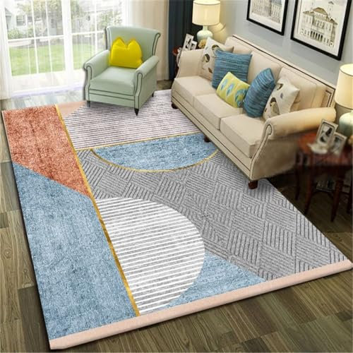 RUGMRZ Babyzimmer Teppich Teppich Eingangsbereich Bunter geometrischer Wohnzimmerteppich, moderner Lounge-Teppich, individuell anpassbar Bettumrandung Teppich 120X160CM