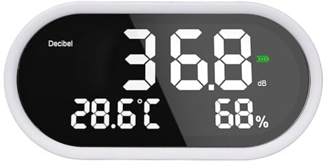 Misuratore di Decibel, Fonometro con Display LCD, Gamma 30-130 DB, Rumore, Temperatura, umidità 3 in 1 Misuratore, Ampie Applicazioni per Casa, Biblioteca, Studio, Fabbrica, Aula