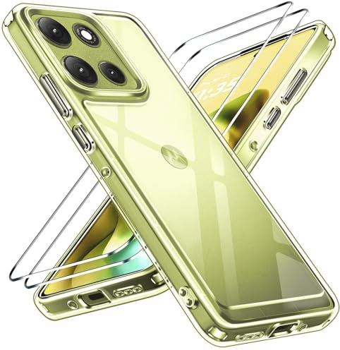 ivoler Anti-Amarillo Clara Funda para Motorola Moto G86 5G / G86 Power 5G con 2 Piezas Cristal Templado, [Protección Militar] Carcasa Protectora Antigolpes Transparente Anti-Choques Bumper Case