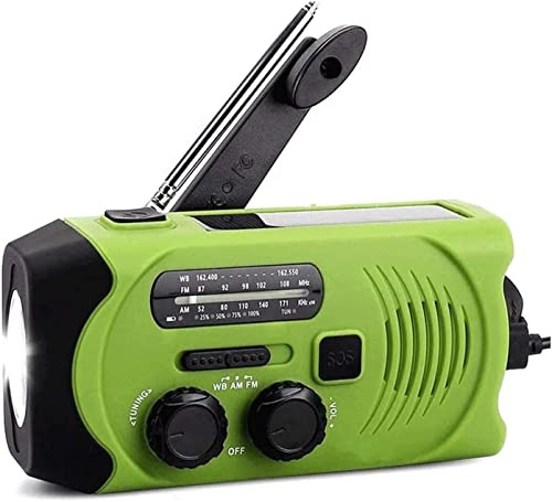 MTMHFPER Emergency Weather Radio, 2000mAh Power Bank for Cellphone, AM/FM Portable Battery Operated Radio with Flashlight, Reading Lamp, Cell Phone Charger