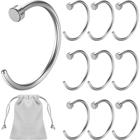 Jokureao 10stk Nasenring Fakes Set, Septum Ring Edelstahl ohne Loch, Nasenring Damen Mit Aufbewahrungstasche, Piercing Fake, 6mm/8mm Nasenpiercing Ring für Nostril, Ohr Lippe