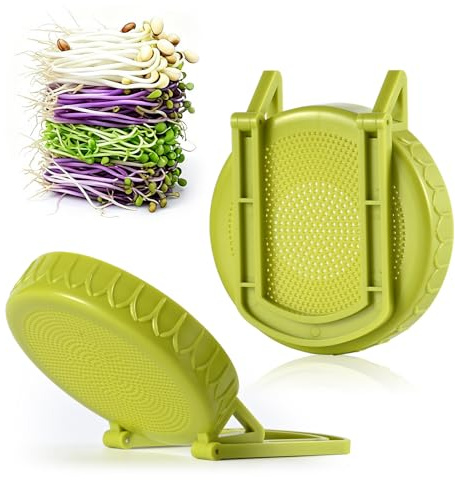 Luckyiren Sprouting Lids, Plastic Sprout Lid with Draining Stand for Wide Mouth Mason Jars, Germination Kit Sprouter Sprout Maker, Bean Sprouts Grow Kit, Broccoli Seeds, Alfalfa, Salad