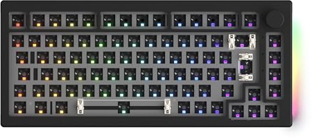 Akko Kit Clavier mécanique ISO 5075B, kit Barebone Gaming à Monter soi-même, programmable Via, Base de Clavier Barebone RGB Filaire Bluetooth 5.0/2,4 GHz, Batterie 4500 mAh (Configuration ISO, Noir)